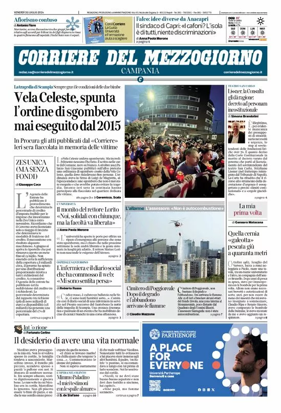 Prima-pagina-corriere del mezzogiorno-del-2024-07-26